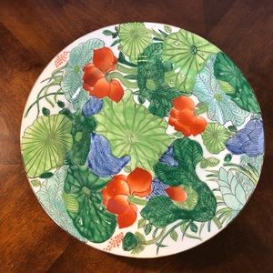 Vintage Hand Painted Hong Kong Lily/Lotus Leaf 12” Plate